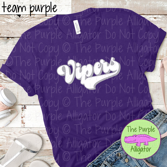 Vipers B-Retro | Custom Retro Mascot Spirit Wear for Fans & Teams - CHOOSE YOUR DESIGN COLORS 0725 (d2f TPA)