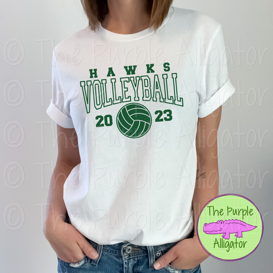 Hawks Volleyball SC49 Mascot School Spirit - CHOOSE YOUR DESIGN COLOR (d2f TPA)