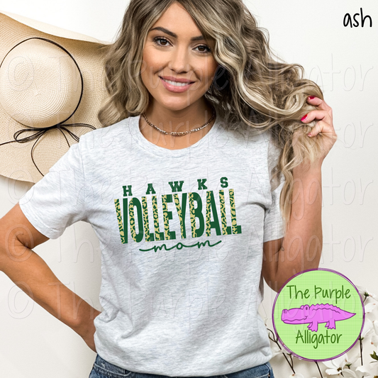 Hawks Volleyball Mom SC50 Mascot School Spirit - CHOOSE YOUR DESIGN COLORS (d2f TPA)