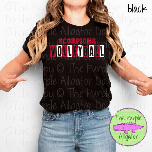 Scorpions Volleyball Halftime – Bold Two-Color Mascot Sports Spirit Wear Design - CHOOSE YOUR DESIGN COLORS - 0525 (d2f TPA)