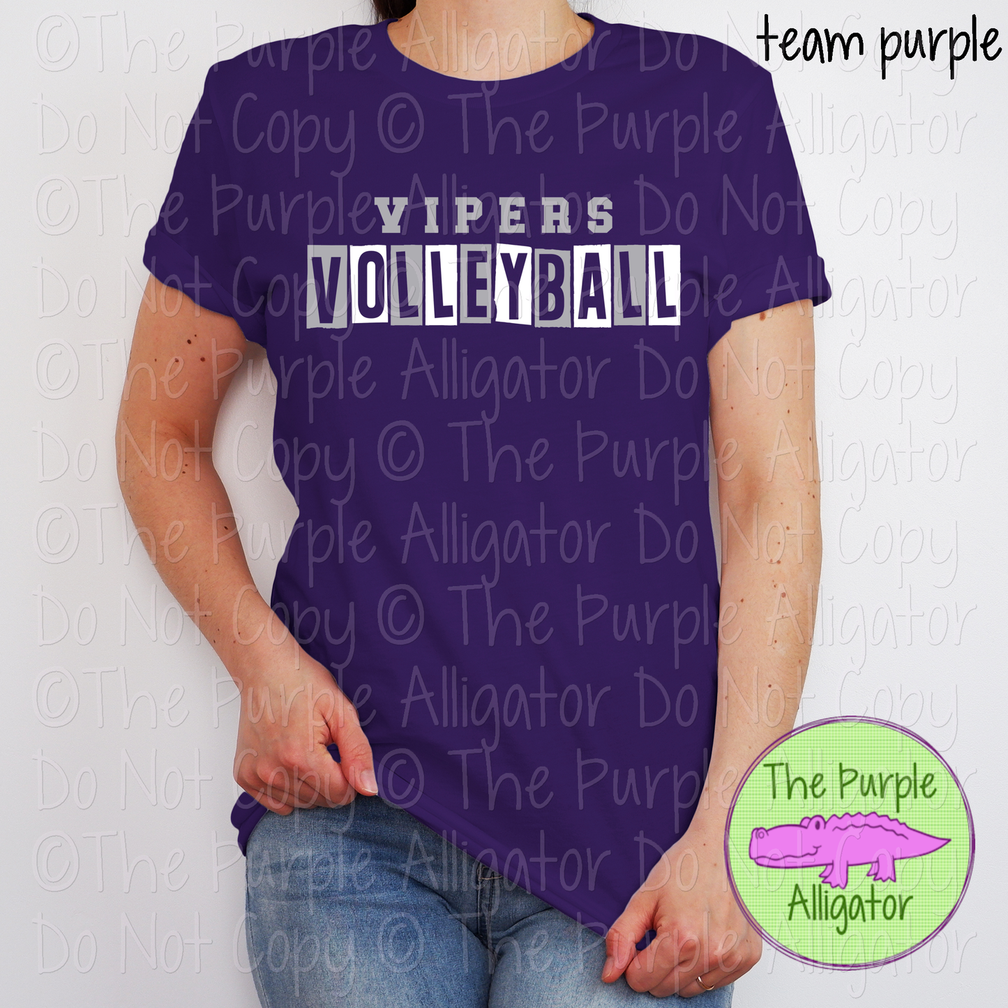 Vipers Volleyball Halftime – Bold Two-Color Mascot Sports Spirit Wear Design - CHOOSE YOUR DESIGN COLORS - 0525 (d2f TPA)