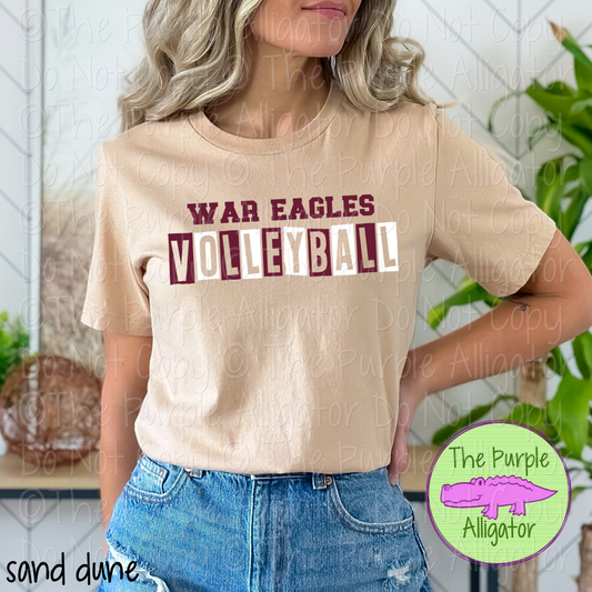 War Eagles Volleyball Halftime – Bold Two-Color Mascot Sports Spirit Wear Design - CHOOSE YOUR DESIGN COLORS - 0525 (d2f TPA)