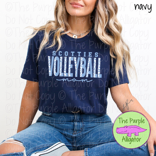 Scotties Volleyball Mom SC50 Mascot School Spirit - CHOOSE YOUR DESIGN COLORS (d2f TPA)
