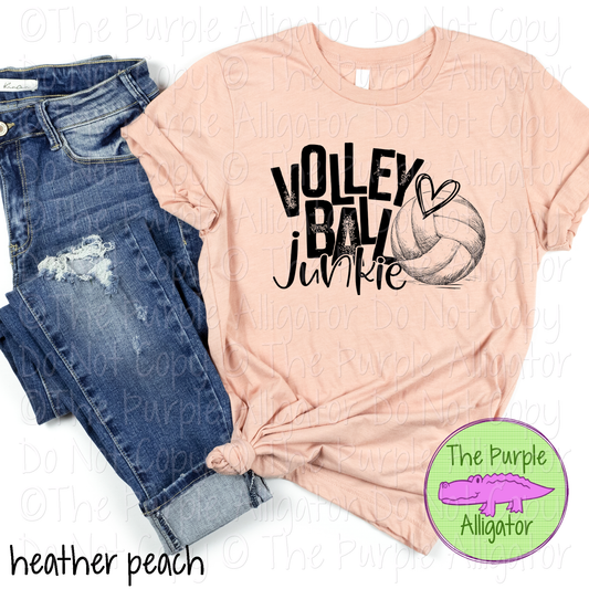 Volleyball Junkie | Heart & Ball Graphic Tee for Hardcore Volleyball Fans 0421 (D2F HMD)