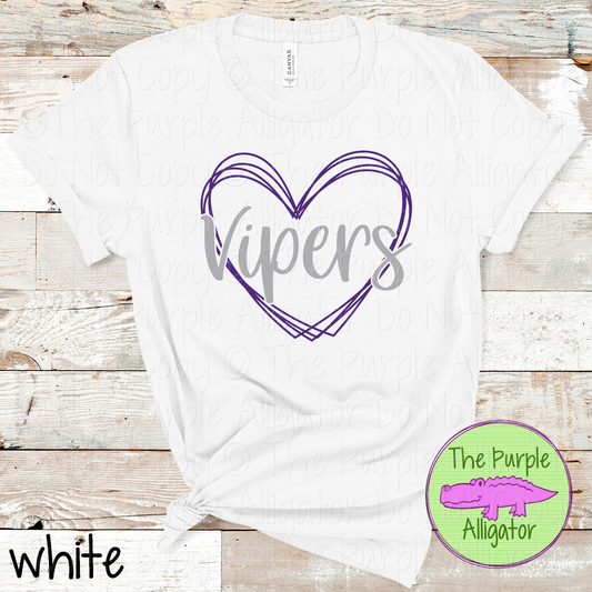 Vipers Heart Frame | Custom Two-Color School & Mascot Spirit Wear 1026 TPA