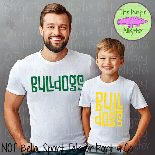 Bulldogs Vintage Tiki Mascot School Spirit – Retro Hand-Drawn Spirit Wear Design - CHOOSE YOUR TEXT COLOR - 1224 (d2f TPA)