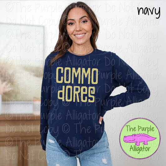 Commodores Vintage Tiki Mascot School Spirit – Retro Hand-Drawn Spirit Wear Design - CHOOSE YOUR TEXT COLOR - 1224 (d2f TPA)