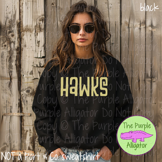 Hawks Vintage Tiki Mascot School Spirit – Retro Hand-Drawn Spirit Wear Design - CHOOSE YOUR TEXT COLOR - 1224 (d2f TPA)