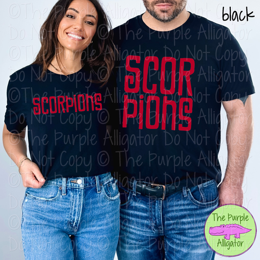 Scorpions Vintage Tiki Mascot School Spirit – Retro Hand-Drawn Spirit Wear Design - CHOOSE YOUR TEXT COLOR - 1224 (d2f TPA)