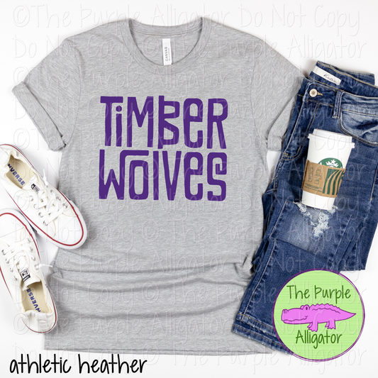 Timberwolves Vintage Tiki Mascot School Spirit – Retro Hand-Drawn Spirit Wear Design - CHOOSE YOUR TEXT COLOR - 1224 (d2f TPA)
