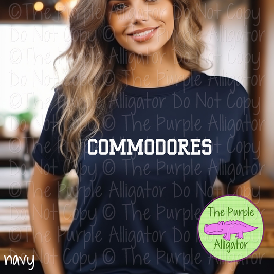 Commodores Varsity Slab | Bold School Spirit Apparel for Students, Staff & Fans - CHOOSE YOUR DESIGN COLOR 0725 (d2f TPA)