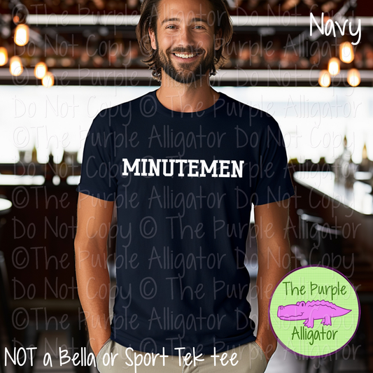 Minutemen Varsity Slab | Bold School Spirit Apparel for Students, Staff & Fans - CHOOSE YOUR DESIGN COLOR 0725 (d2f TPA)