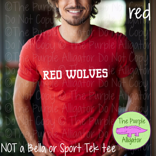 Red Wolves Varsity Slab | Bold School Spirit Apparel for Students, Staff & Fans - CHOOSE YOUR DESIGN COLOR 0725 (d2f TPA)