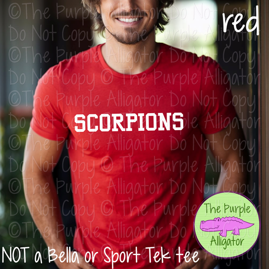 Scorpions Varsity Slab | Bold School Spirit Apparel for Students, Staff & Fans - CHOOSE YOUR DESIGN COLOR 0725 (d2f TPA)