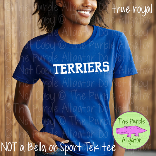 Terriers Varsity Slab | Bold School Spirit Apparel for Students, Staff & Fans - CHOOSE YOUR DESIGN COLOR 0725 (d2f TPA)