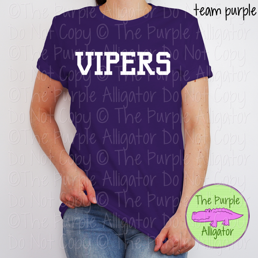Vipers Varsity Slab | Bold School Spirit Apparel for Students, Staff & Fans - CHOOSE YOUR DESIGN COLOR 0725 (d2f TPA)