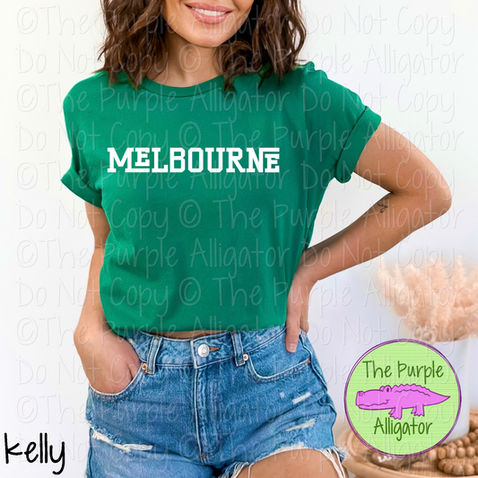 Melbourne Varsity Slab Funky | Bold & Playful Spirit Wear for Students, Staff & Fans - CHOOSE YOUR DESIGN COLOR 0725 (d2f TPA)