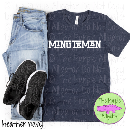 Minutemen Varsity Slab Funky | Bold & Playful Spirit Wear for Students, Staff & Fans - CHOOSE YOUR DESIGN COLOR 0725 (d2f TPA)