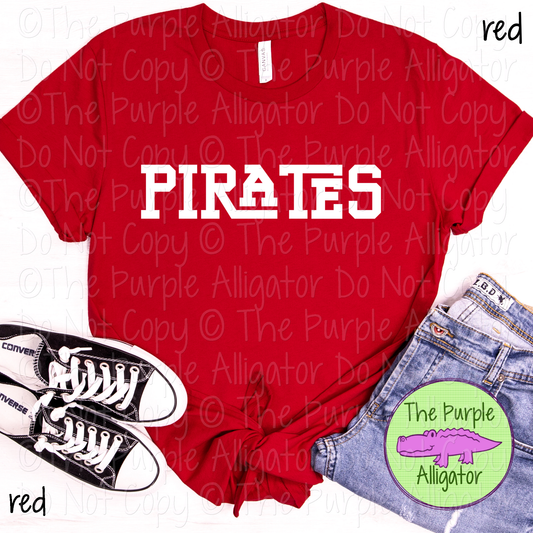 Pirates Varsity Slab Funky | Bold & Playful Spirit Wear for Students, Staff & Fans - CHOOSE YOUR DESIGN COLOR 0725 (d2f TPA)
