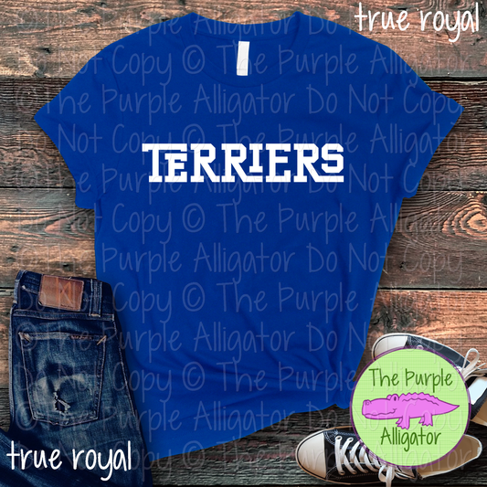 Terriers Varsity Slab Funky | Bold & Playful Spirit Wear for Students, Staff & Fans - CHOOSE YOUR DESIGN COLOR 0725 (d2f TPA)