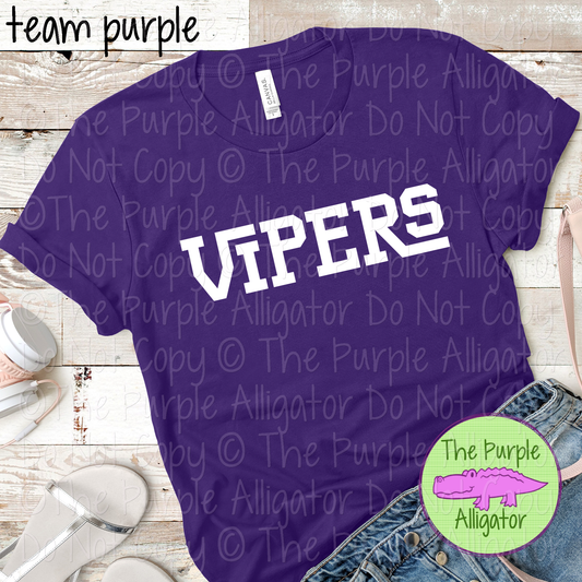 Vipers Varsity Slab Funky | Bold & Playful Spirit Wear for Students, Staff & Fans - CHOOSE YOUR DESIGN COLOR 0725 (d2f TPA)