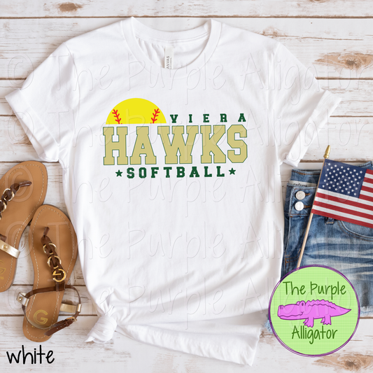 Viera Hawks Softball SC17 Mascot School Spirit - CHOOSE YOUR DESIGN COLORS (d2f TPA)