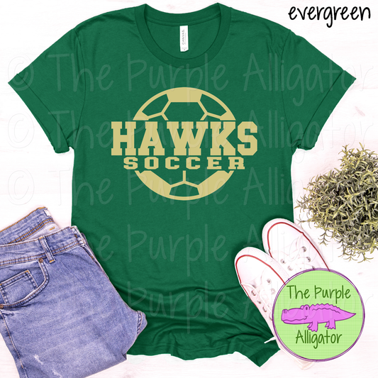 Hawks Soccer SC9 Mascot School Spirit - CHOOSE YOUR DESIGN COLOR (d2f TPA)
