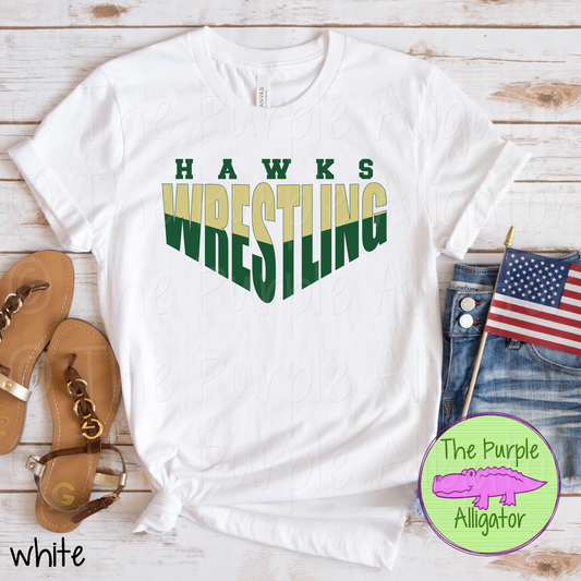 Hawks Wrestling SC6 Mascot School Spirit - CHOOSE YOUR DESIGN COLORS (d2f TPA)