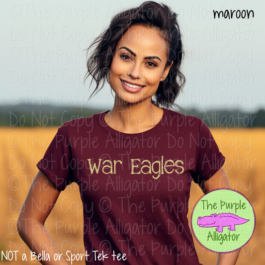 War Eagles Distorted | Bold Brush Stroke Spirit Wear Design – Rough Distorted Mascot Style | CHOOSE YOUR TEXT COLOR - 0825 (d2f TPA)