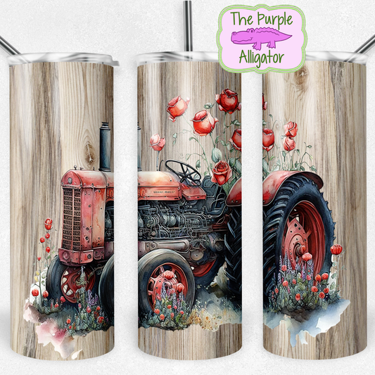Watercolor Red Tractor (BT) 20oz Tumbler