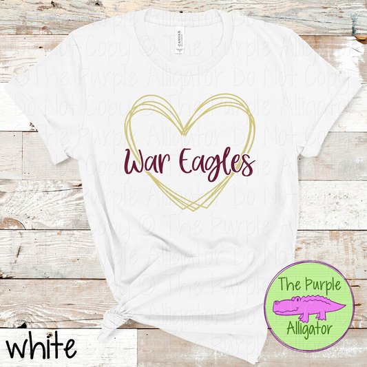 War Eagles Heart Frame | Custom Two-Color School & Mascot Spirit Wear 1026 TPA