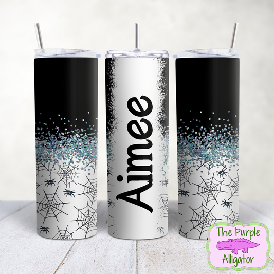 Webs & Spiders 160 Gold Glitter Name Personalized (TWD) 20oz Tumbler