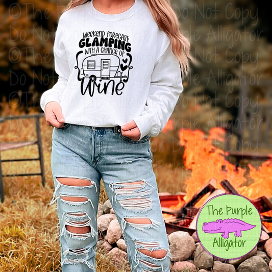 Weekend Forecast Glamping with a Chance of Wine – Funny Camping Glamping RV Humor Apparel 1023 HMD