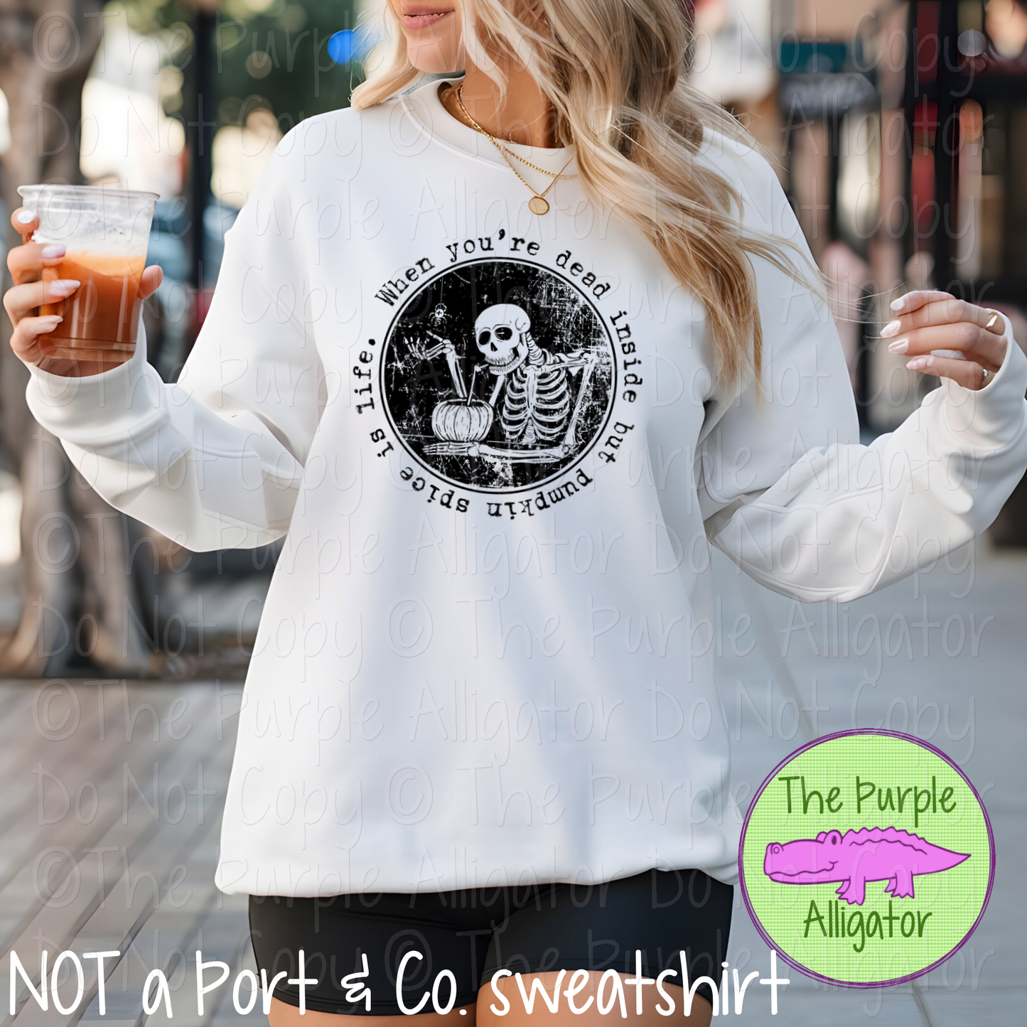 When You're Dead Inside | Funny Halloween Pumpkin Spice Graphic Tee for Women 0921 HMD