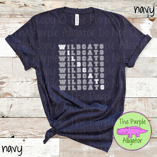 Wildcats 2 Color Stack Design | Custom Spirit Wear for Teachers, Students & Fans - CHOOSE YOUR DESIGN COLORS - 0725 (d2f TPA)