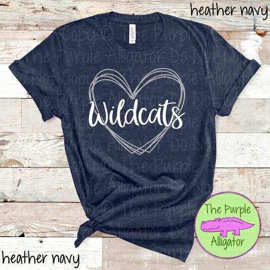 Wildcats Heart Frame | Custom Two-Color School & Mascot Spirit Wear 1026 TPA