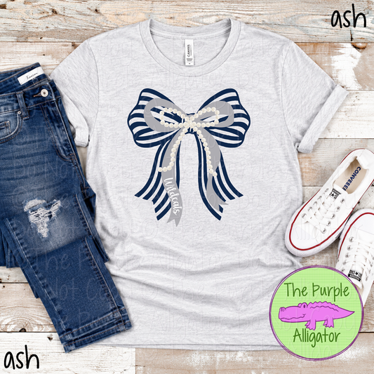 Wildcats Stripes & Pearls – Custom Two-Color Mascot Bow Spirit Wear 1026 TPA