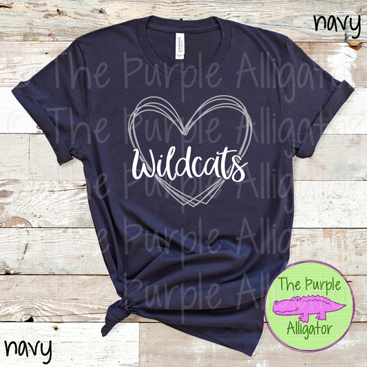 Wildcats Heart Frame Mascot School Spirit CHOOSE YOUR DESIGN COLORS (d2f TPA)