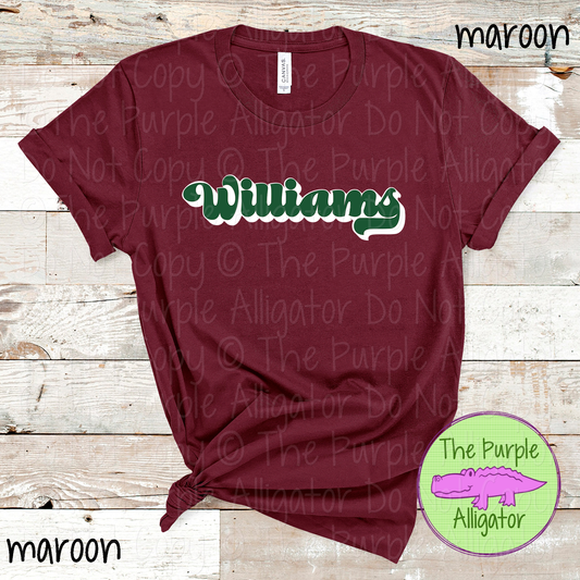 Williams Throwback – Custom School & Mascot Spirit Wear Apparel 0826 TPA