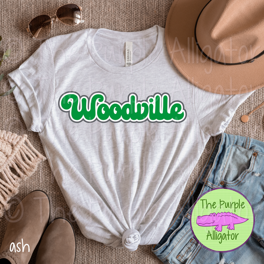 Woodville Retro Bubble Mascot School Spirit - CHOOSE YOUR DESIGN COLORS (d2f TPA)