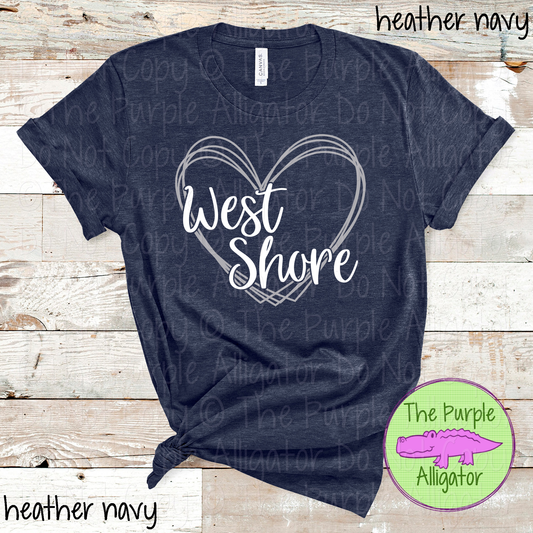 West Shore Heart Frame | Custom Two-Color School & Mascot Spirit Wear 1026 TPA