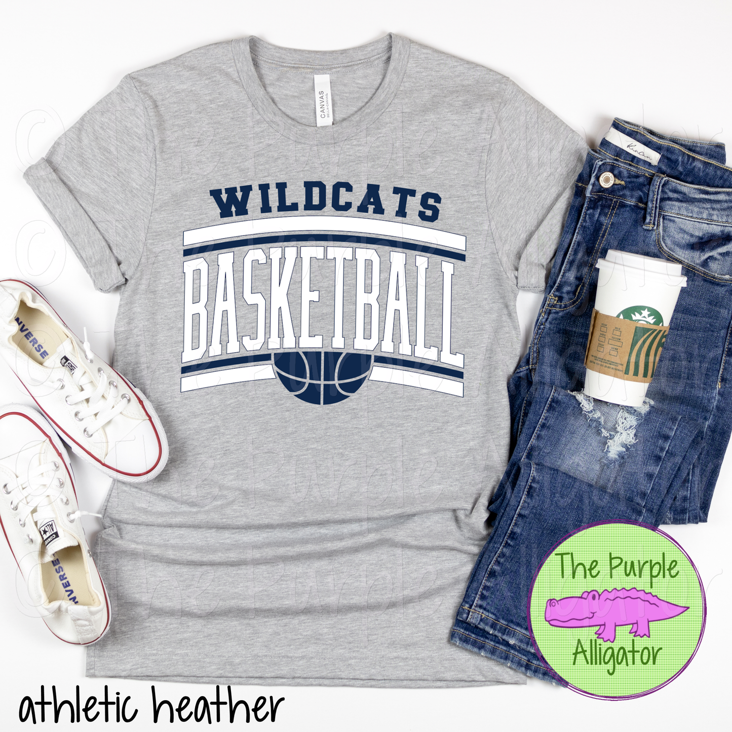 Wildcats Basketball SC51 Mascot School Spirit - CHOOSE YOUR DESIGN COLORS (d2f TPA)