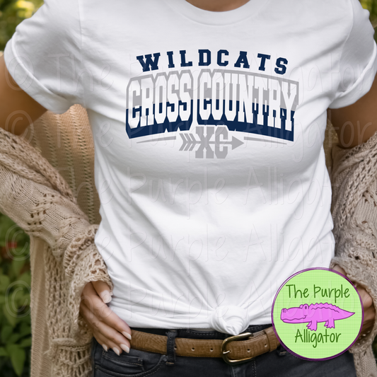 Wildcats Cross Country SC17 Mascot School Spirit - CHOOSE YOUR DESIGN COLORS (d2f TPA)