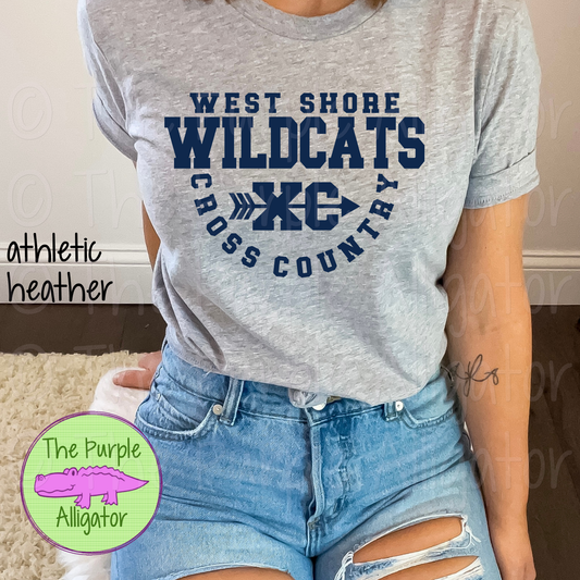 West Shore Wildcats Cross Country SC20 Mascot School Spirit - CHOOSE YOUR DESIGN COLOR (d2f TPA)