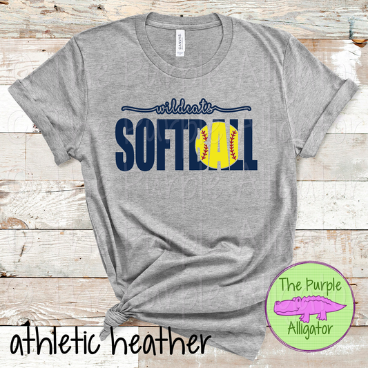 Wildcats Softball SC53 Mascot School Spirit - CHOOSE YOUR DESIGN COLOR (d2f TPA)