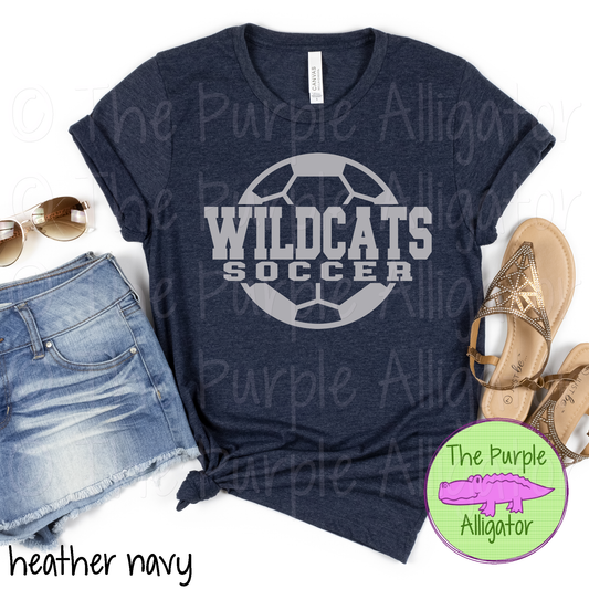 Wildcats Soccer SC9 Mascot School Spirit - CHOOSE YOUR DESIGN COLOR (d2f TPA)