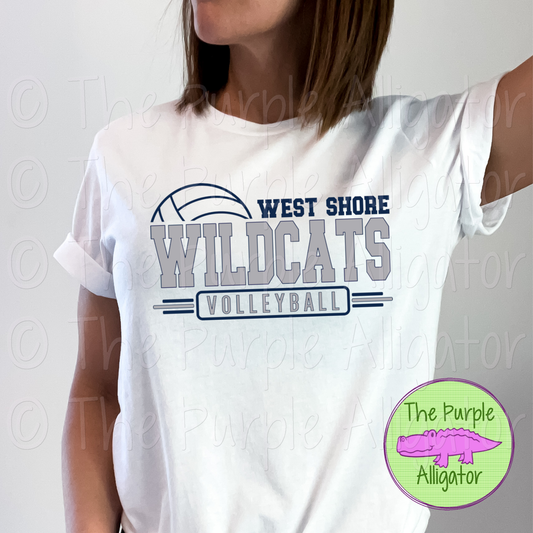 West Shore Wildcats Volleyball SC13 Mascot School Spirit - CHOOSE YOUR DESIGN COLORS (d2f TPA)