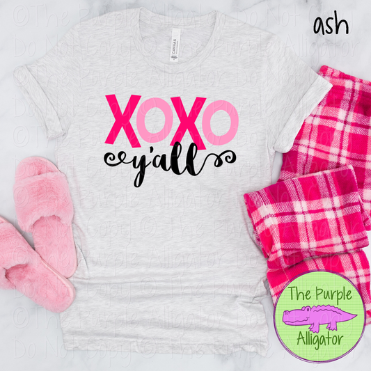 XOXO y’all Shirt - Whimsical Valentine Tee - Pink & Script Design  0117 HMD