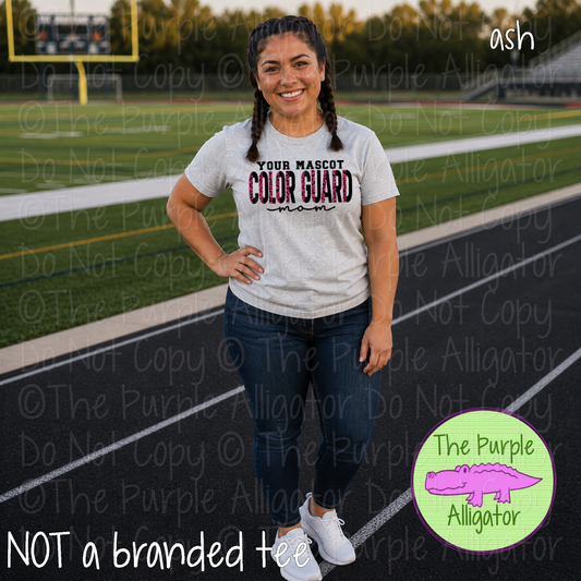 YOUR MASCOT Color Guard Mom Leopard - Custom Color Guard Spirit Wear Mascot Mom Apparel 1026 TPA