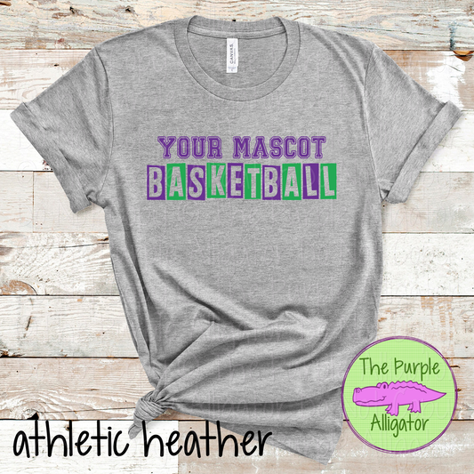 YOUR Mascot Basketball Halftime – Bold Two-Color Mascot Sports Spirit Wear Design - CHOOSE YOUR DESIGN COLORS - 0925 TPA